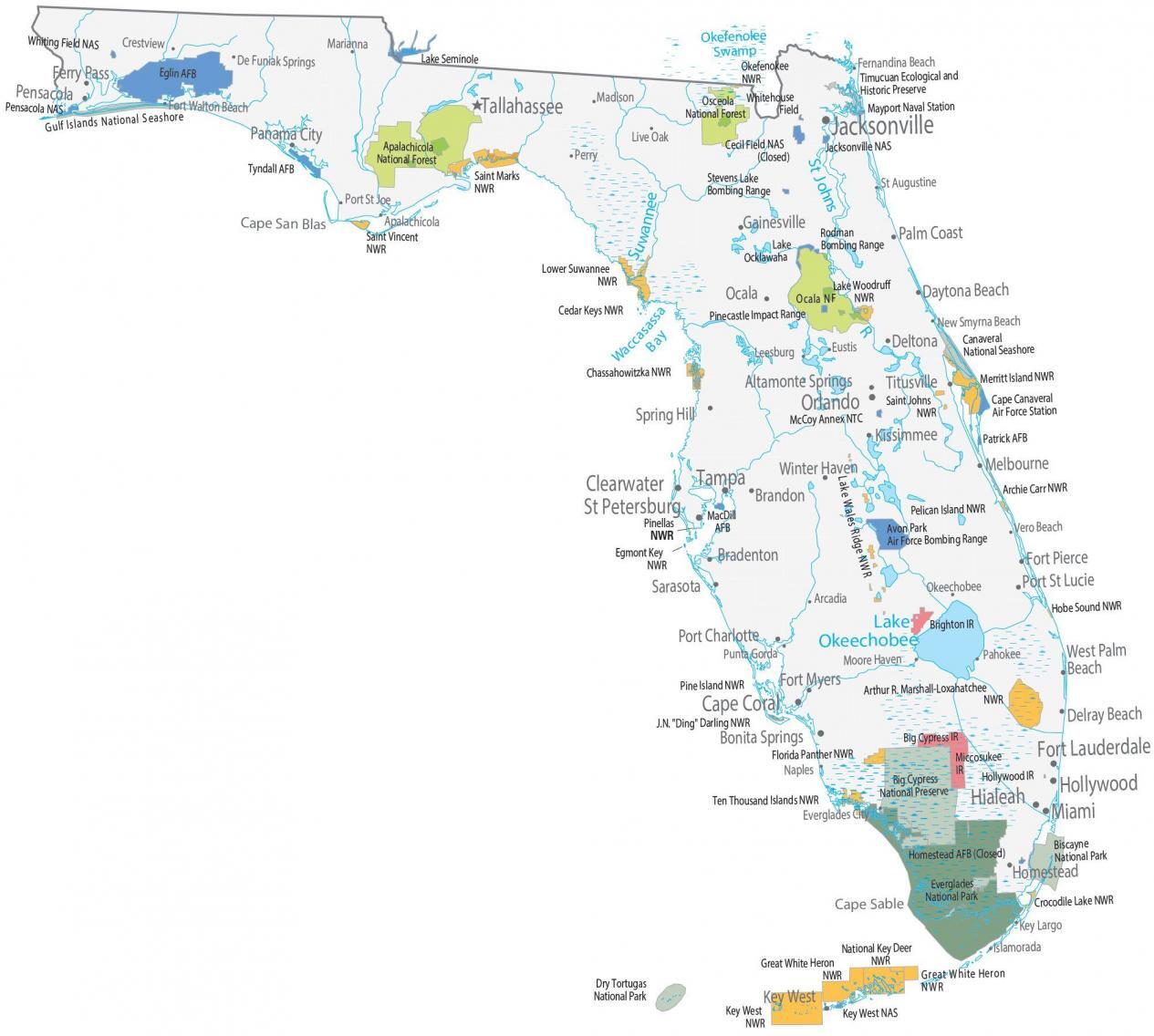 Florida State Map Places and Landmarks GIS Geography