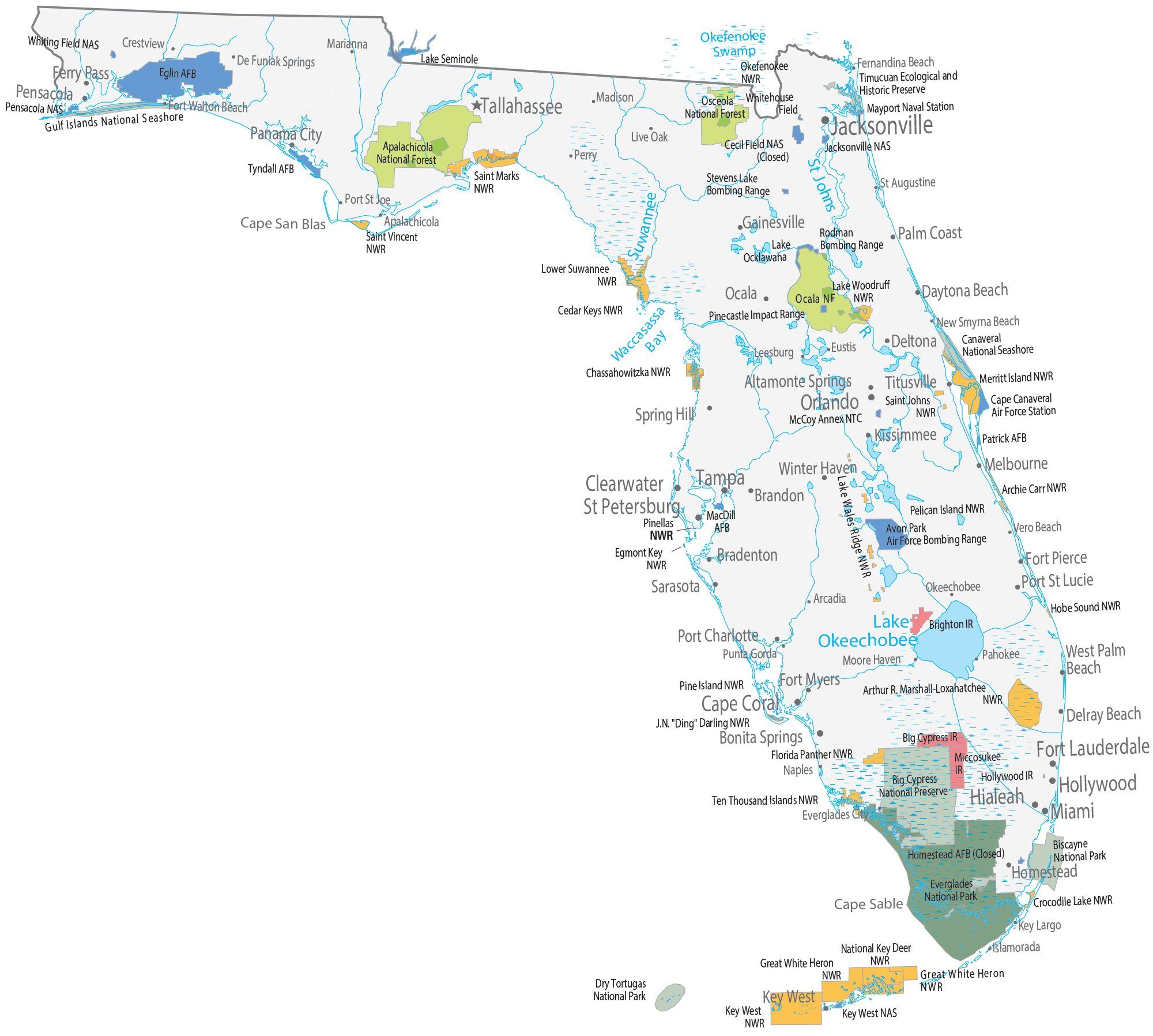 Map Of The State Of Florida Florida State Map - Places And Landmarks - Gis Geography