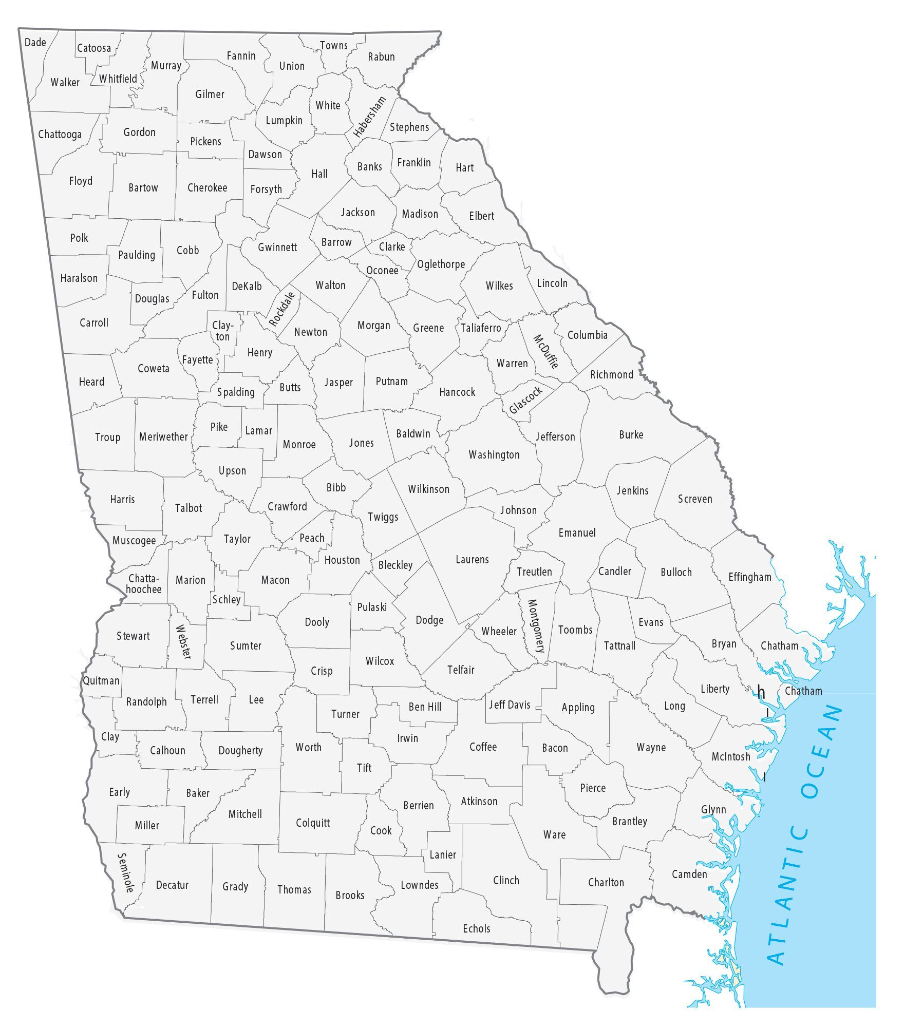 Printable Georgia County Map