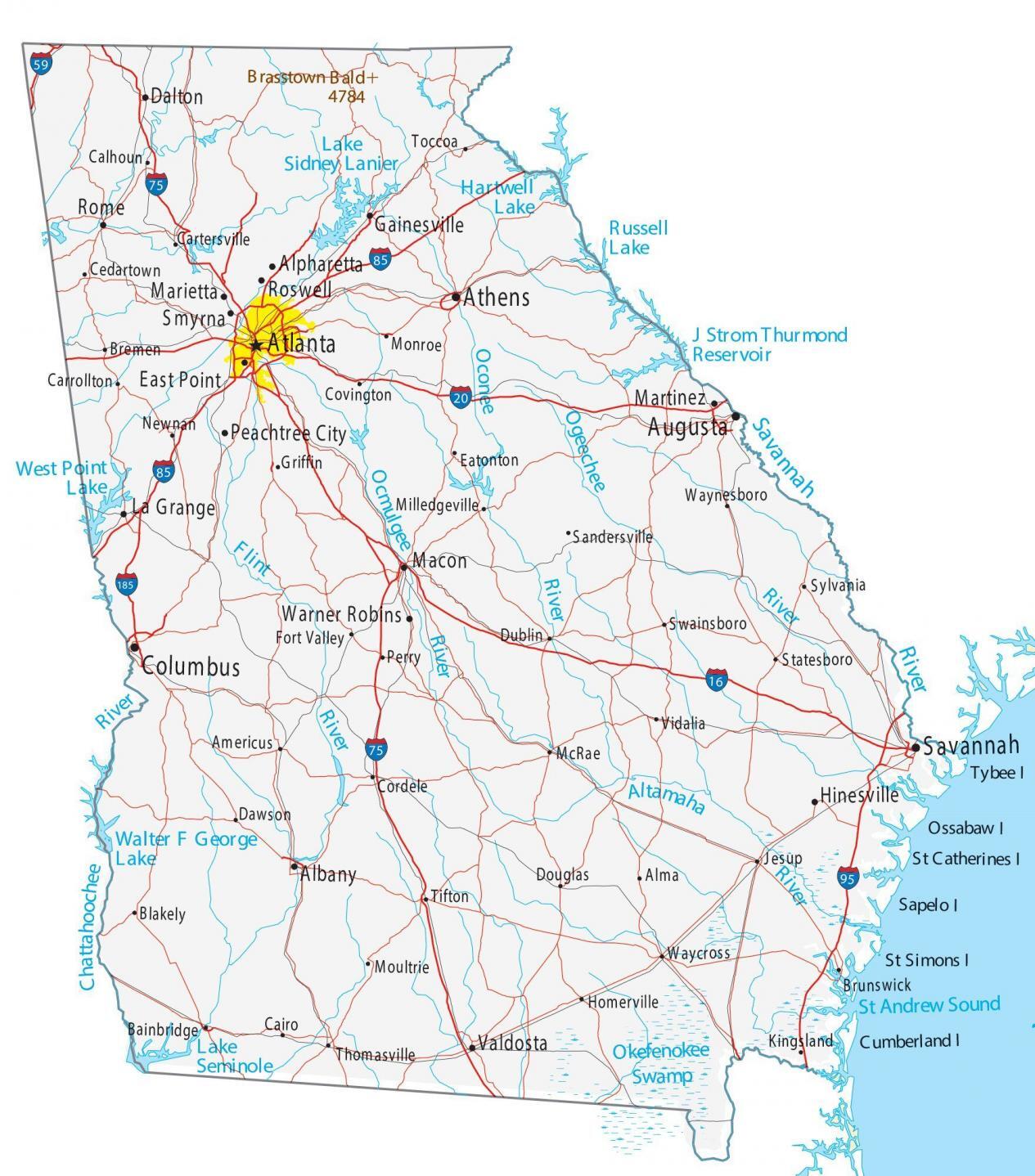 Map Of Georgia Cities And Roads GIS Geography   Georgia Map 1265x1438 