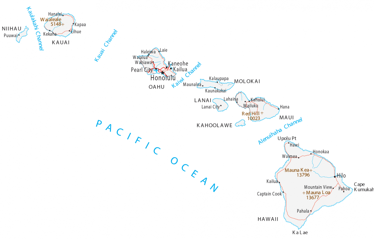 Map of Hawaii  Islands and Cities  GIS Geography