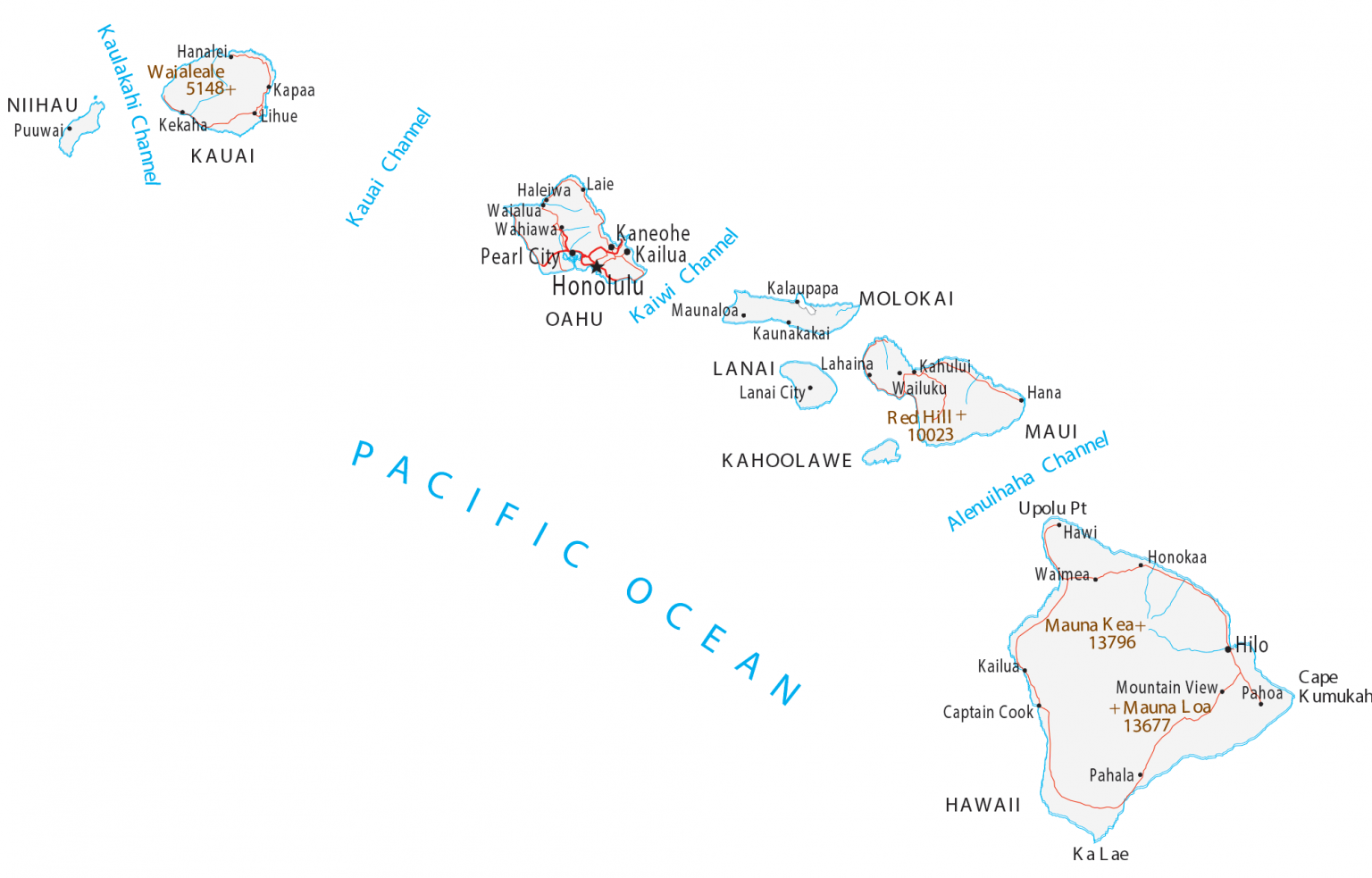 Map of Hawaii - Islands and Cities - GIS Geography