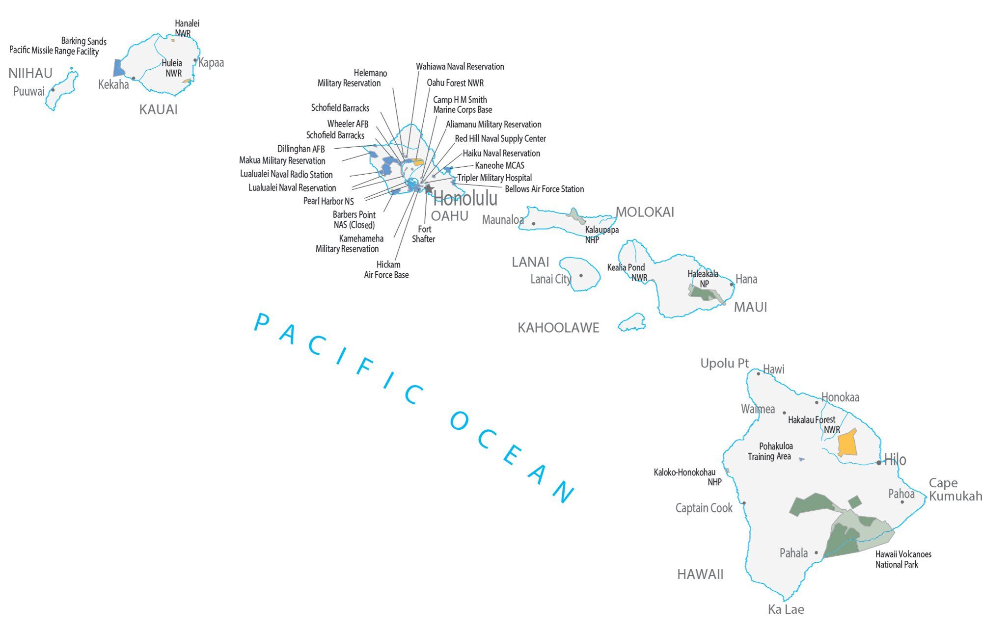 Hawaii State Map Places And Landmarks Gis Geography
