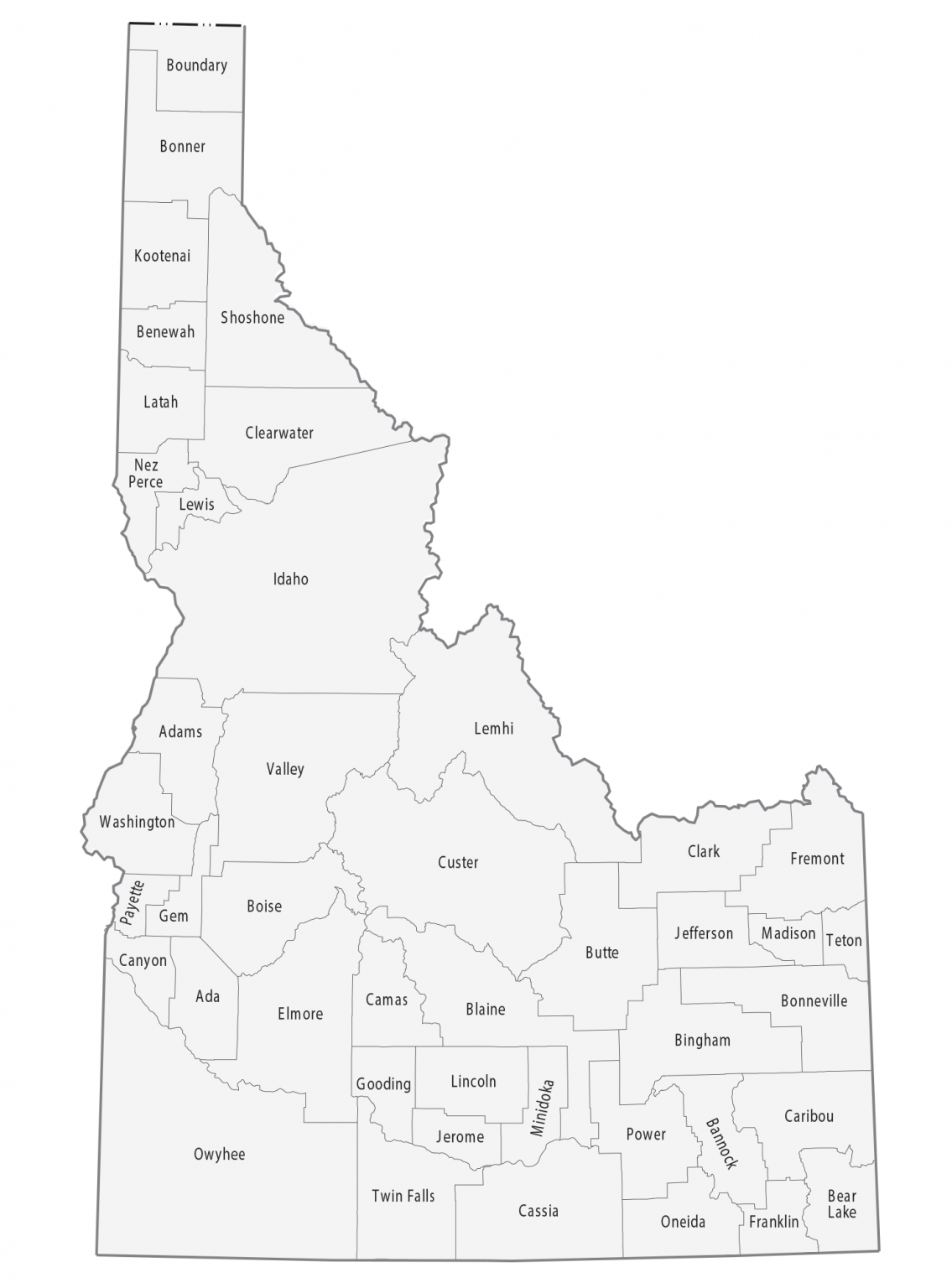 Idaho State Map Places and Landmarks GIS Geography