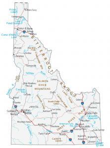 Map of Idaho – Cities and Roads
