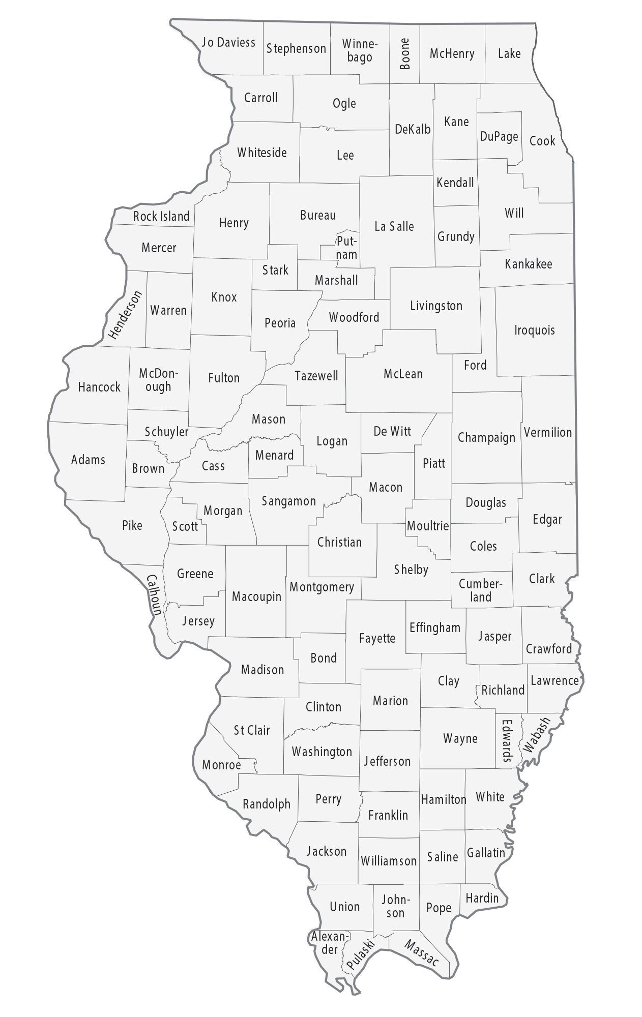 State Of Illinois County Map Illinois County Map - Gis Geography