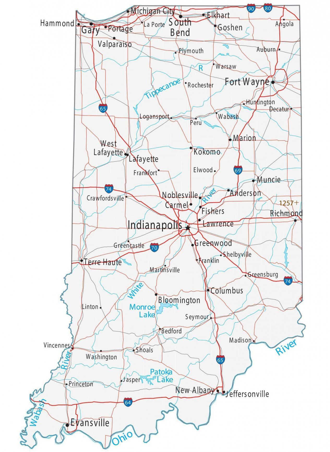 Map of Indiana - Cities and Roads - GIS Geography
