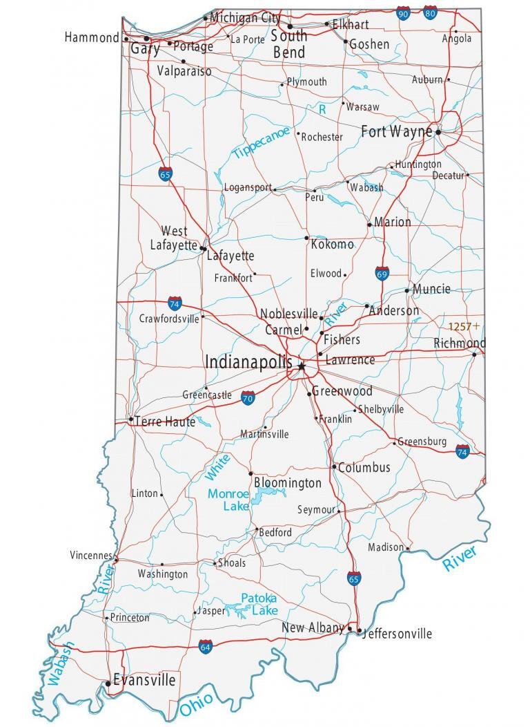 Map of Indiana – Cities and Roads