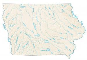Iowa Lakes and Rivers Map