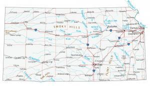 Map of Kansas – Cities and Roads
