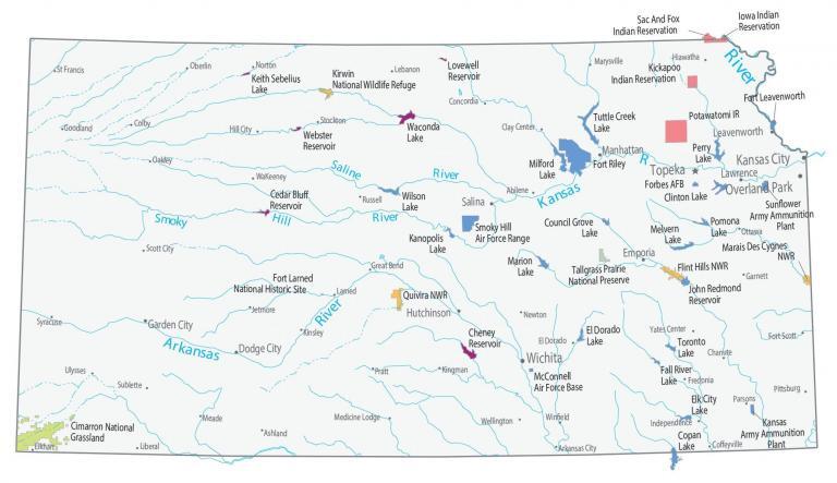 Kansas State Map – Places and Landmarks