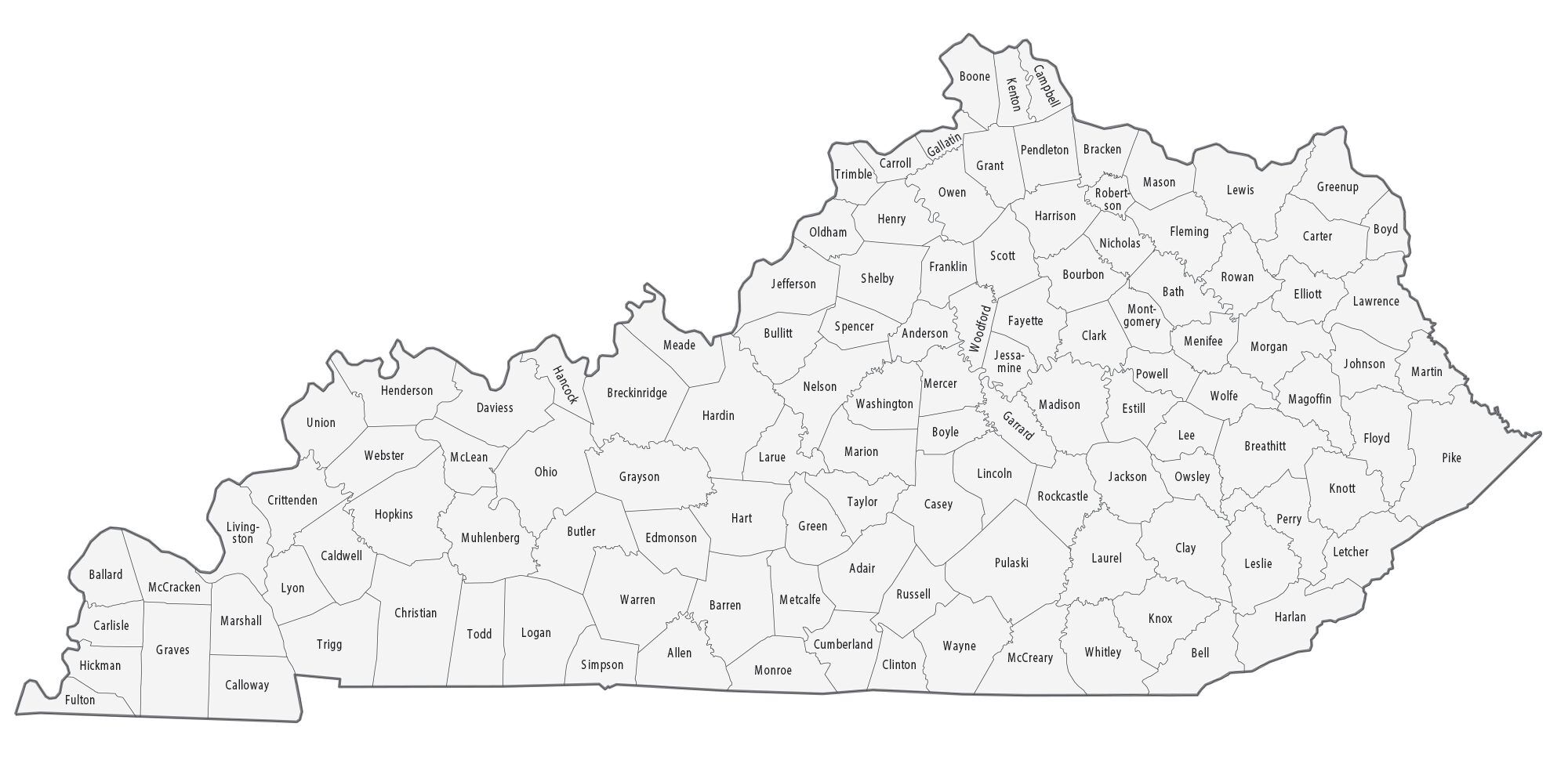 Printable Map Of Kentucky Counties