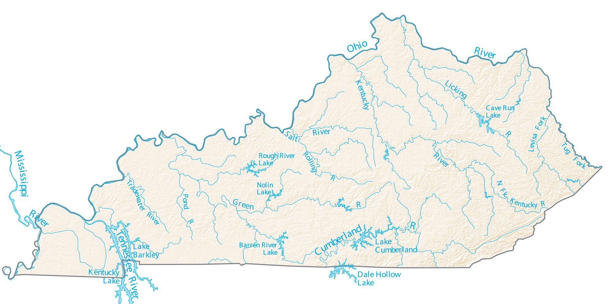 Satellite Map Of Kentucky Kentucky Lakes And Rivers Map - Gis Geography