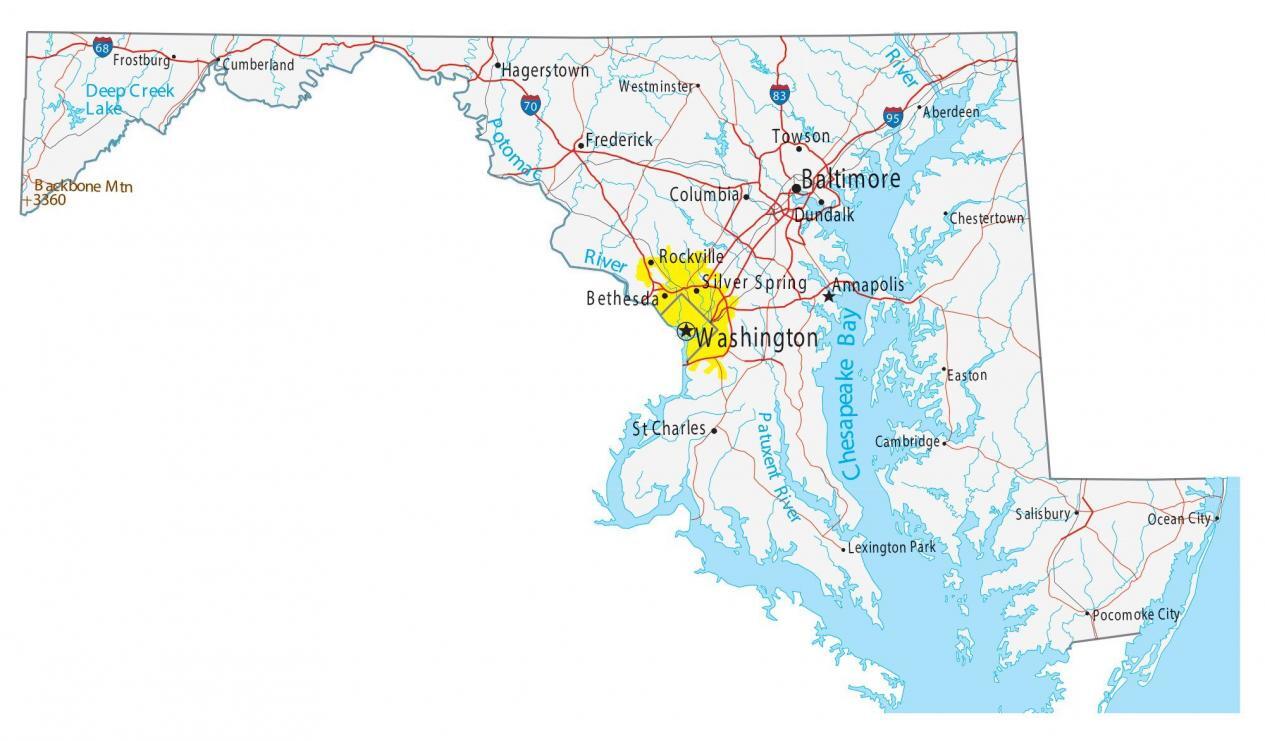 Maryland County Map With Roads