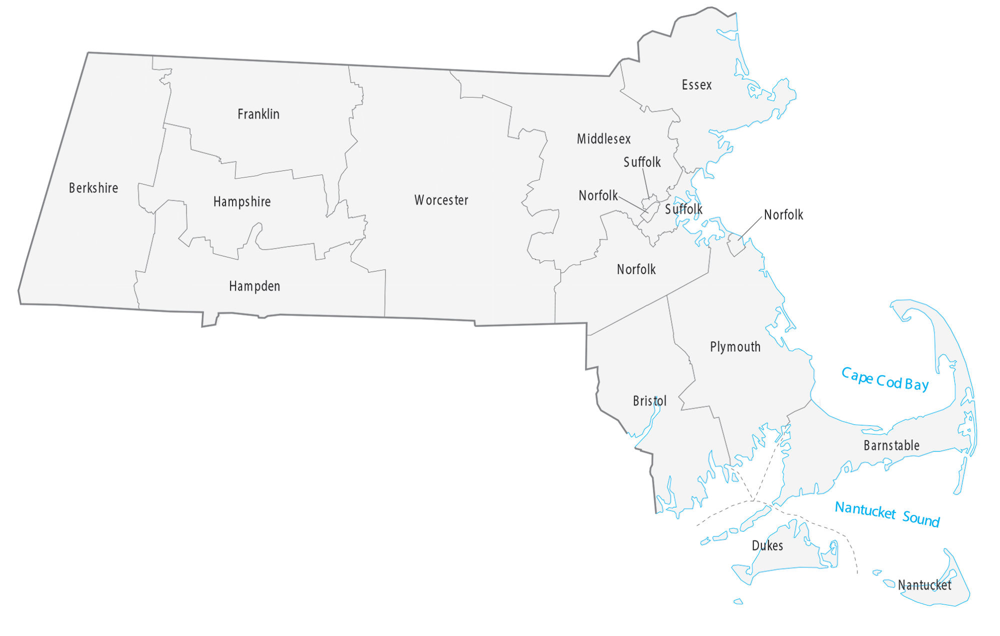 Massachusetts County Map 