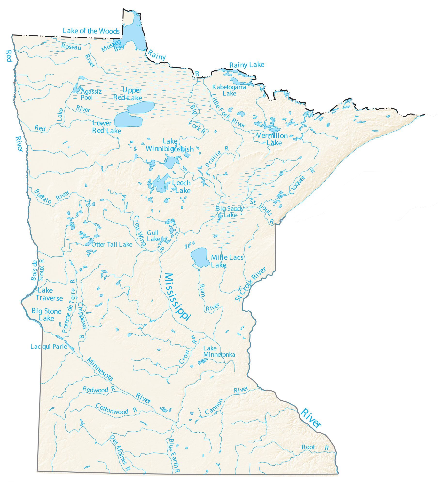 Minnesota Map With Lakes Minnesota Lakes and Rivers Map   GIS Geography