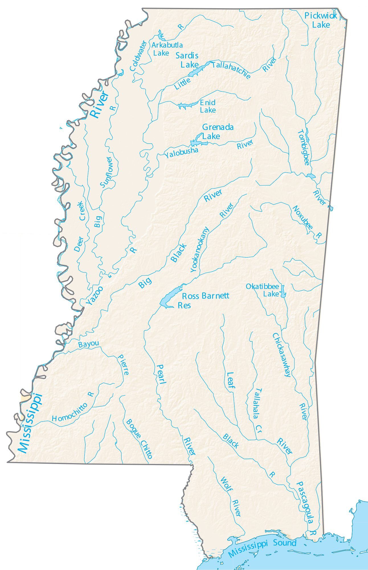 River Mississippi On Map Mississippi Lakes And Rivers Map - Gis Geography