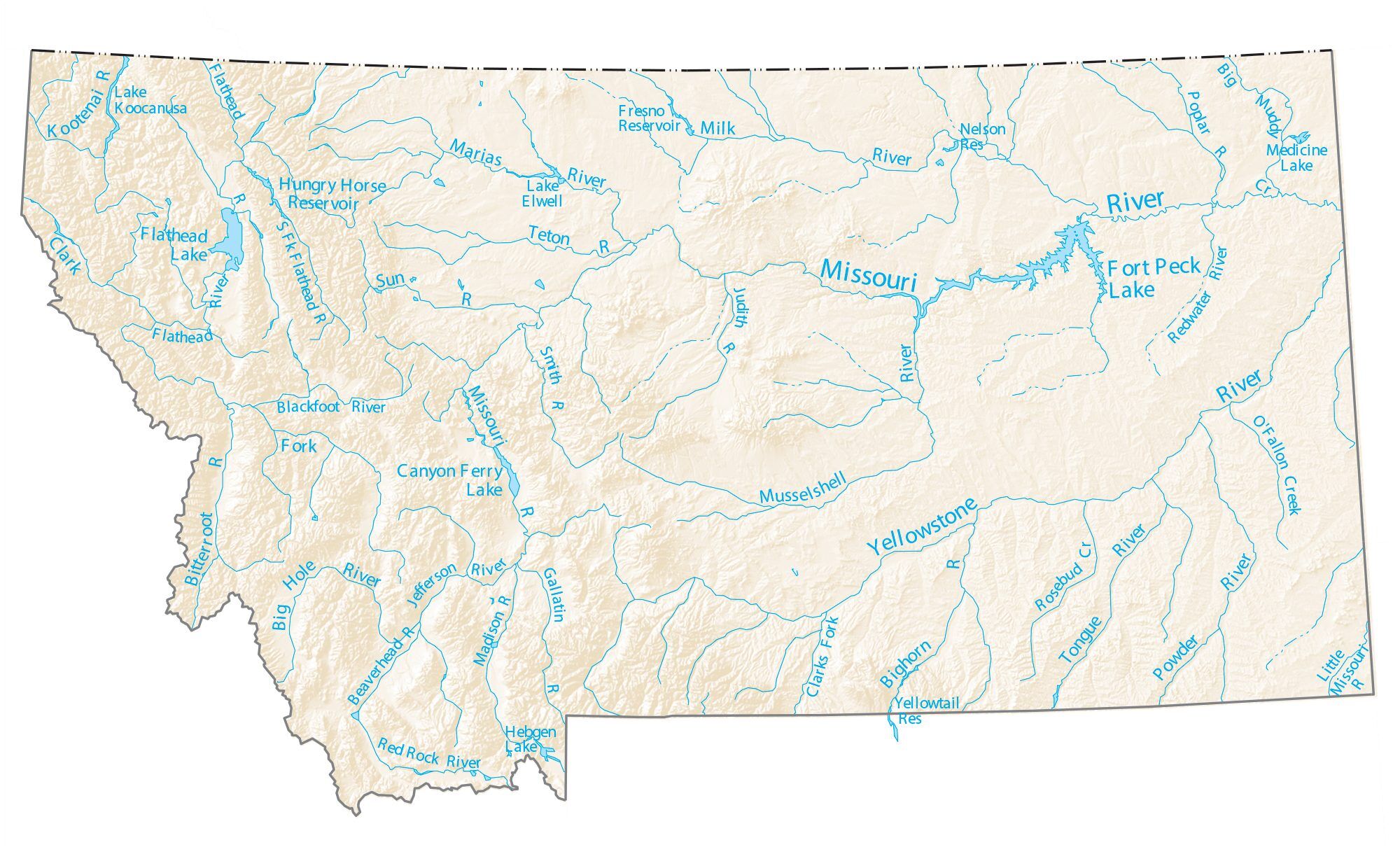 Montana Map With Rivers Montana Lakes and Rivers Map   GIS Geography