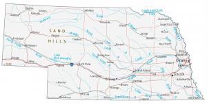 Map of Nebraska – Cities and Roads