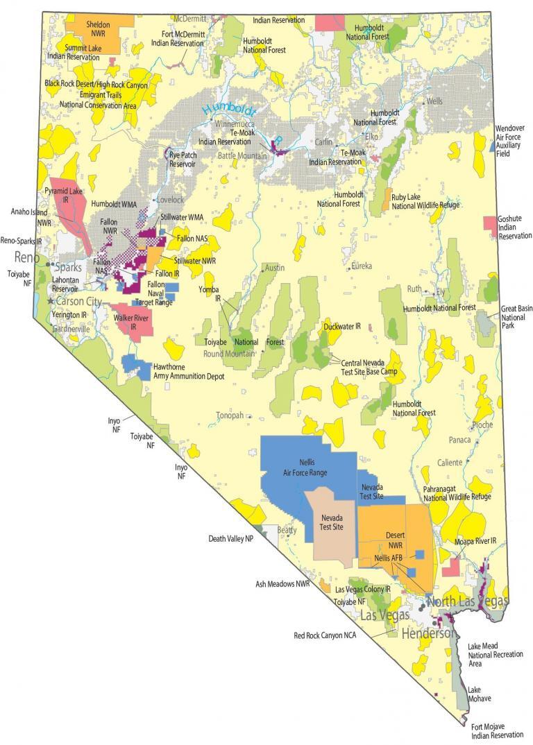 Nevada State Map – Places and Landmarks