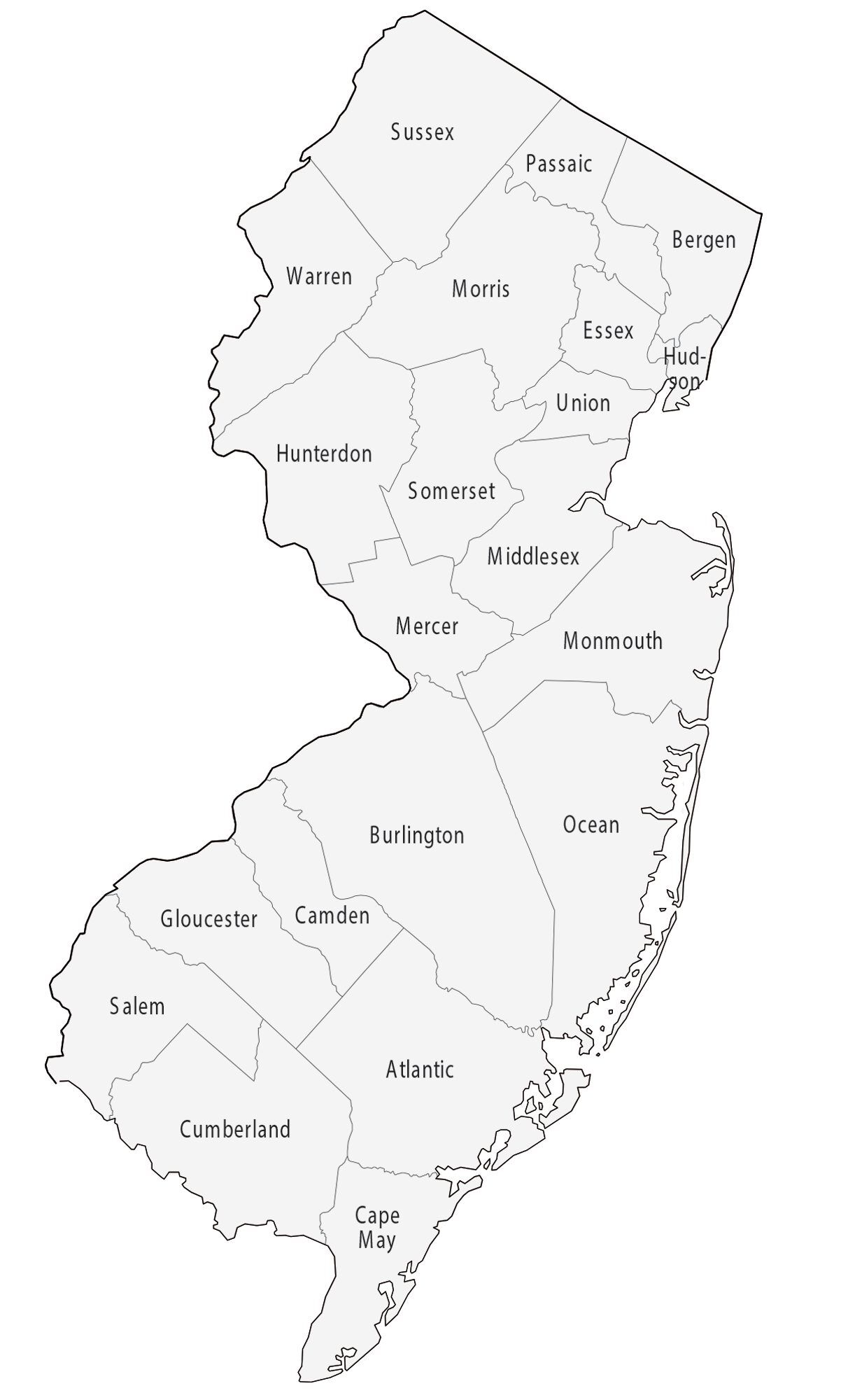 New Jersey County Map 