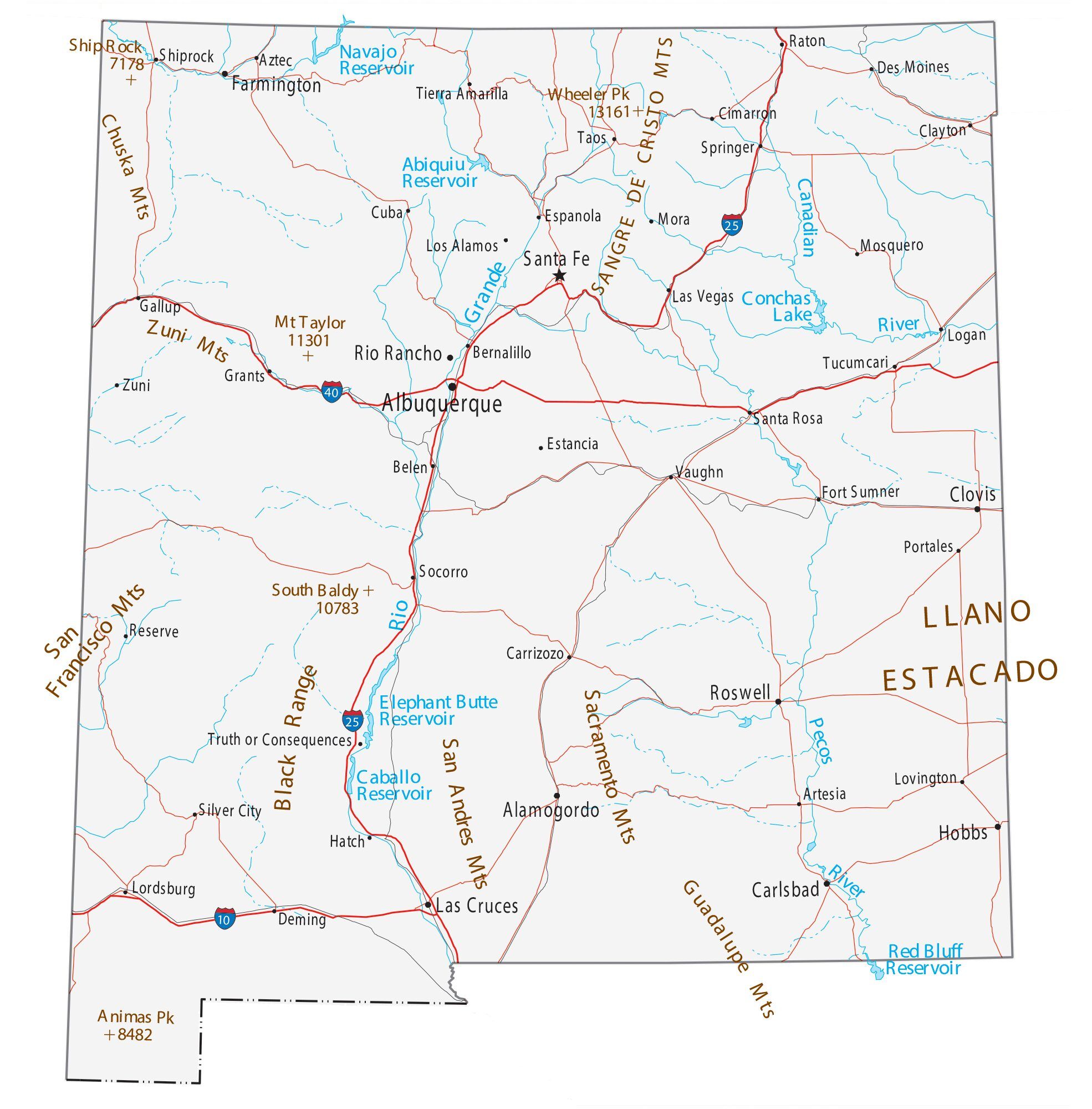 New Mexico Map Cities And Roads GIS Geography   New Mexico Map 