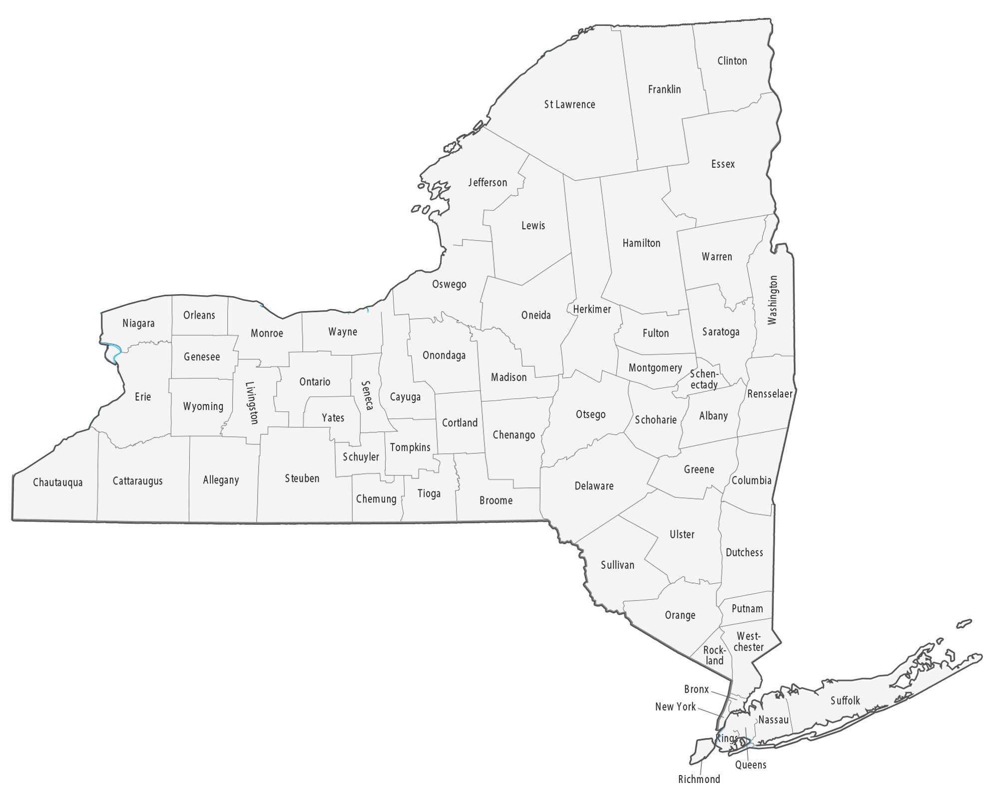 New York County Map - GIS Geography