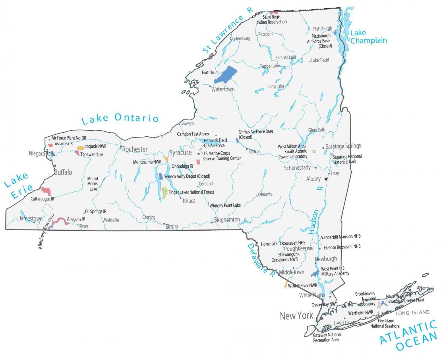 Map of New York - Cities and Roads - GIS Geography