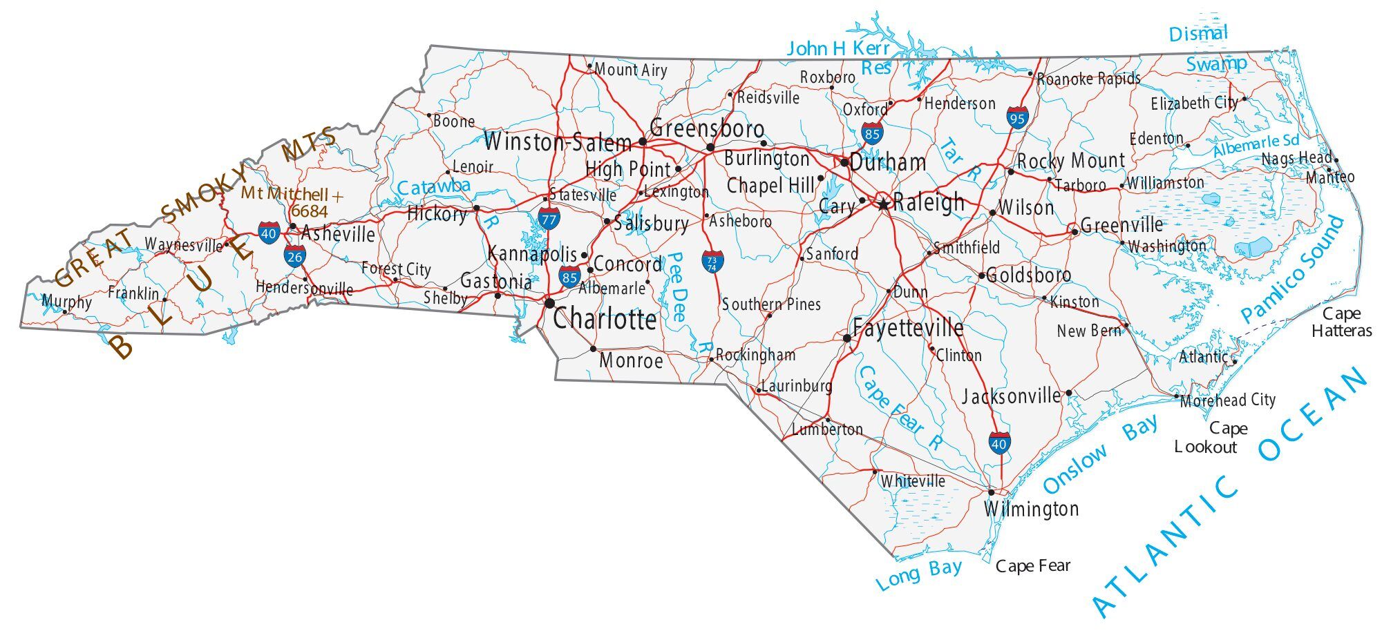 city map of north carolina North Carolina Map Cities And Roads Gis Geography city map of north carolina