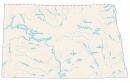 North Dakota Lakes Rivers Map 130x83 