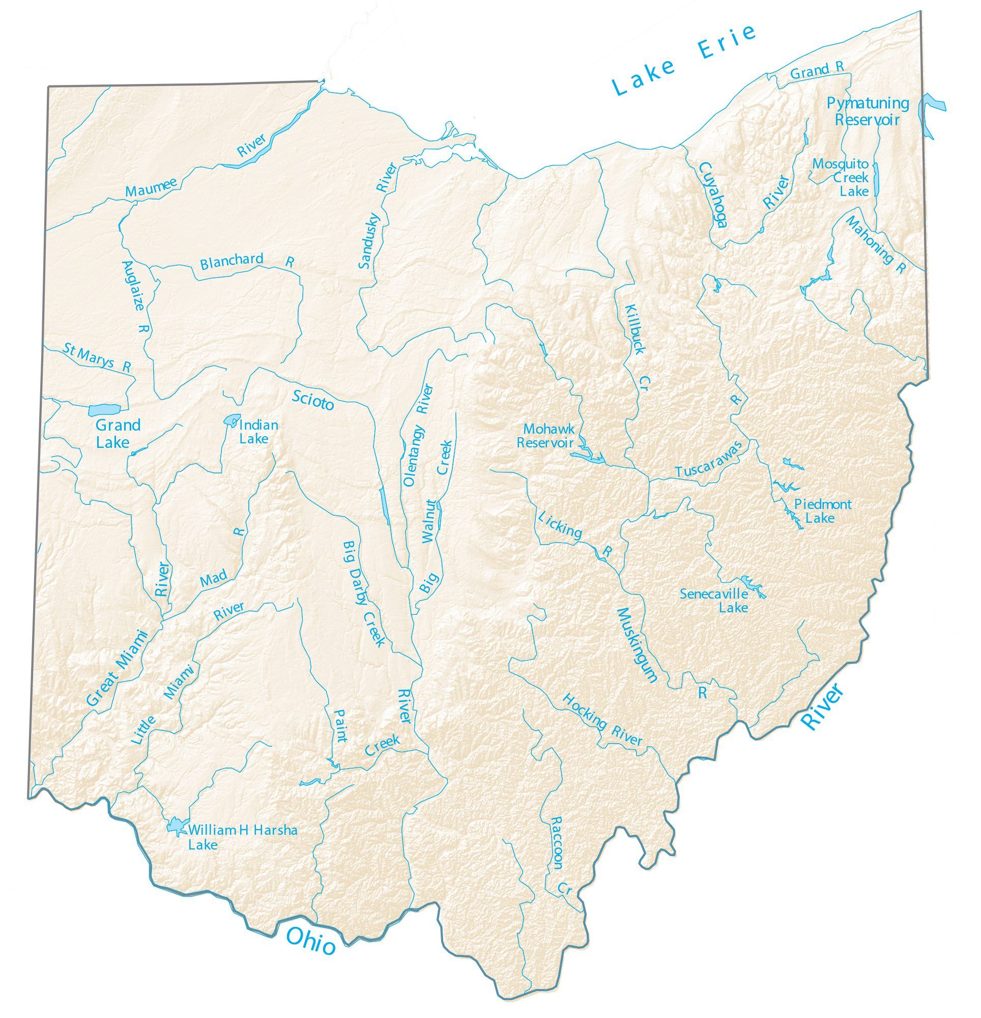 map of ohio rivers and cities Ohio Lakes And Rivers Map Gis Geography map of ohio rivers and cities