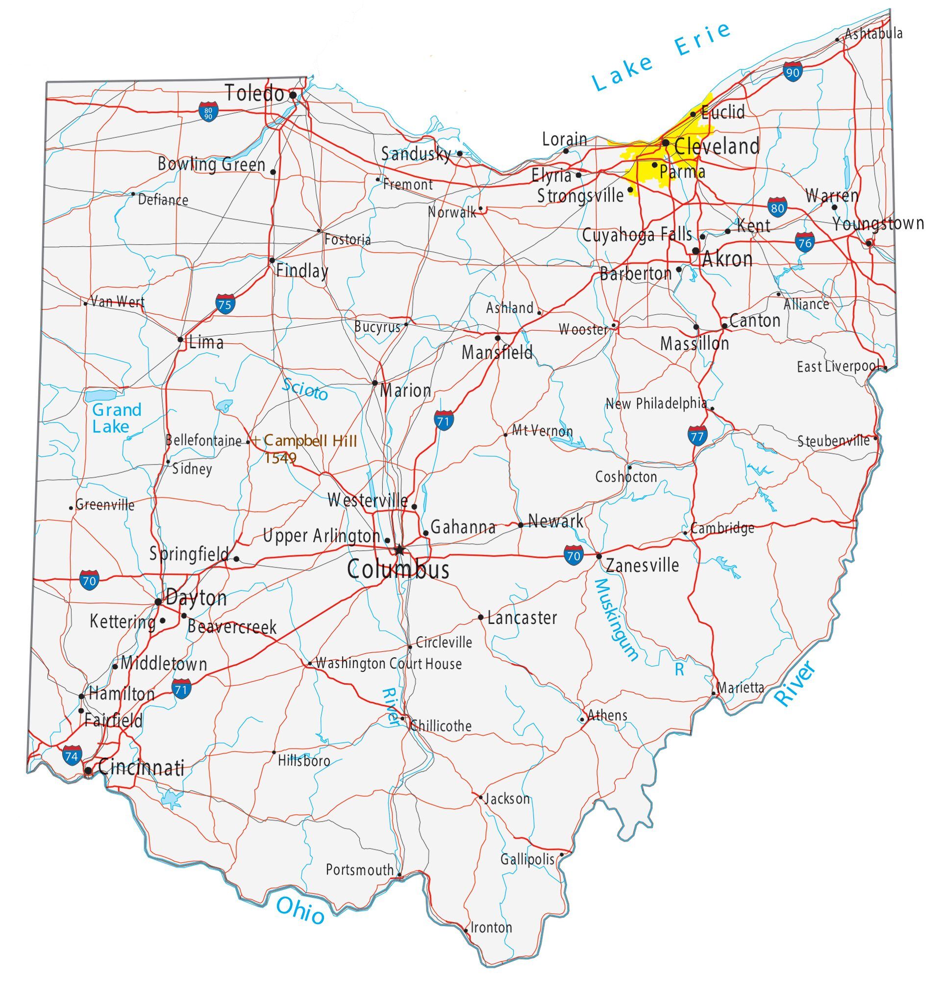 Ohio Detailed Map - Ettie Janetta