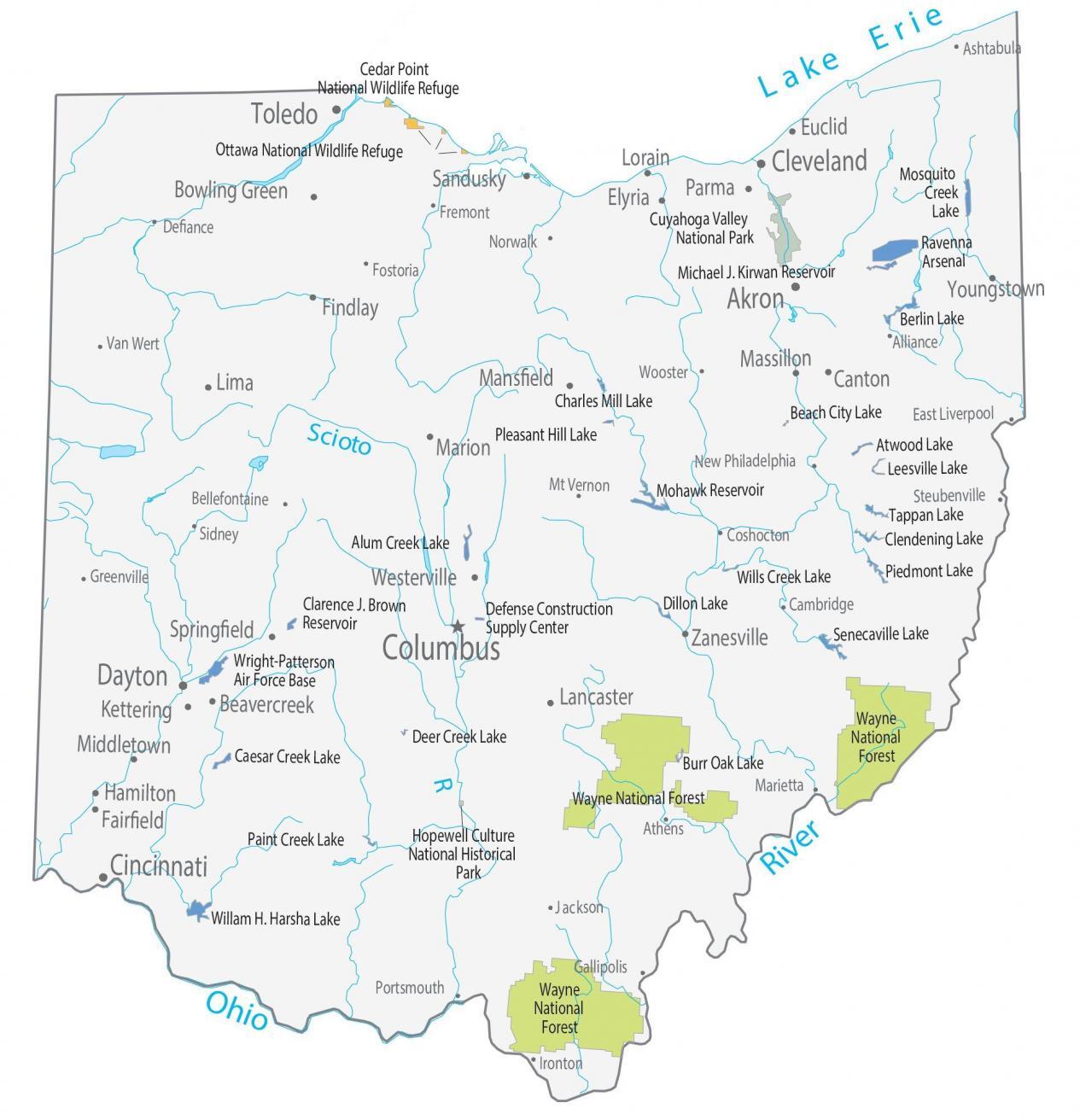 map of ohio major cities