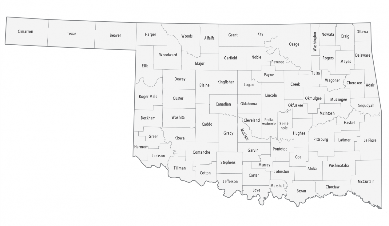 County Map For Oklahoma