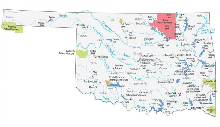 Oklahoma State Map – Places and Landmarks