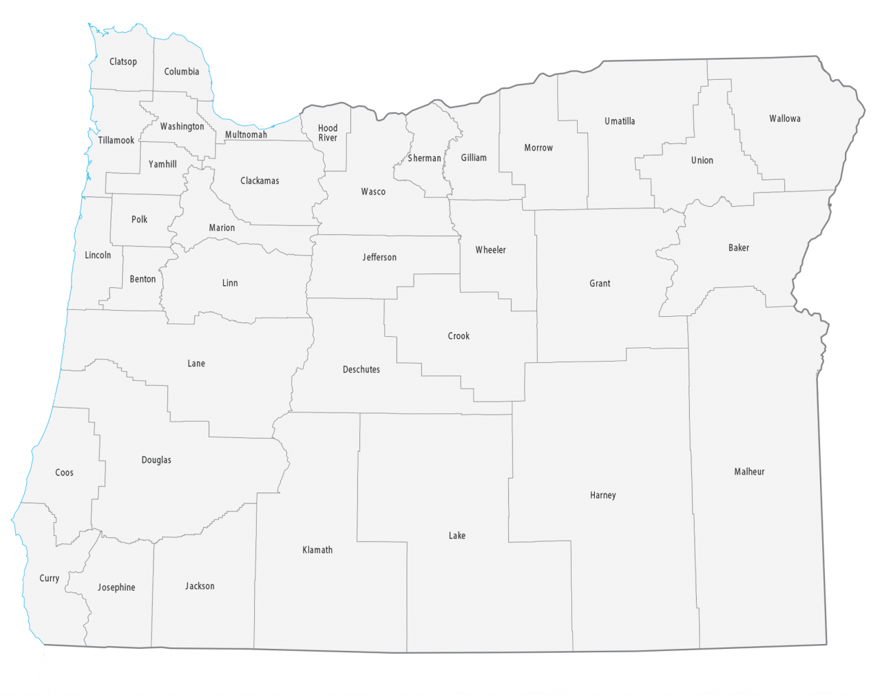 Oregon County Map 1265x1009 