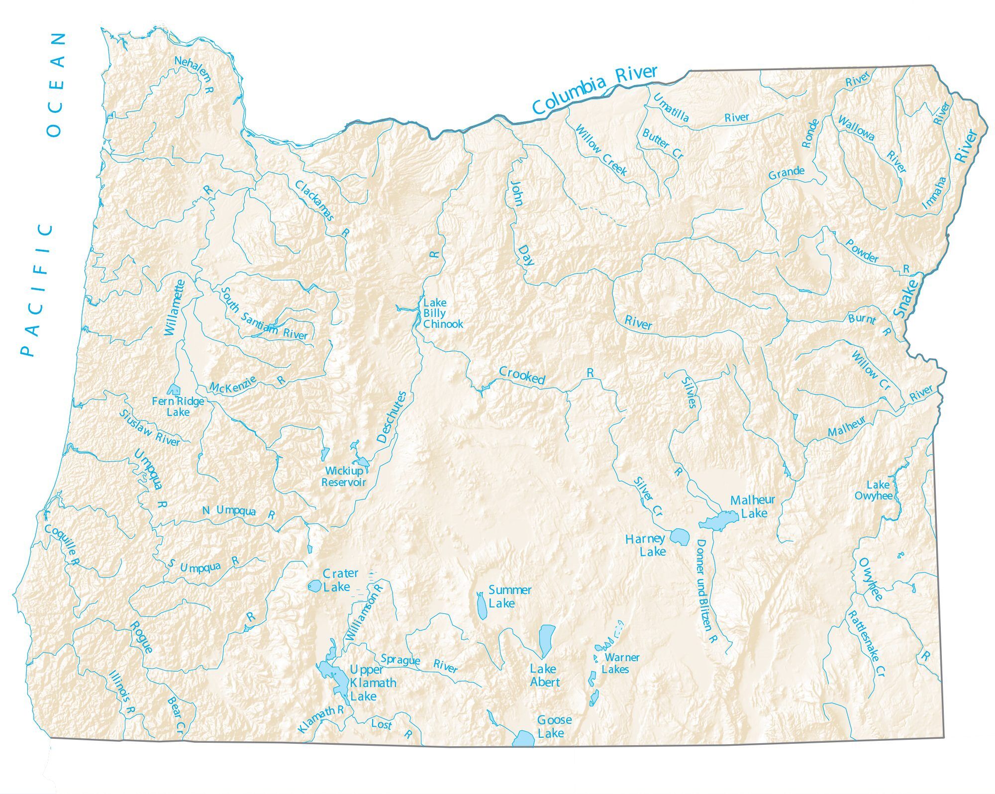 Lakes In Oregon Map Oregon Lakes and Rivers Map   GIS Geography