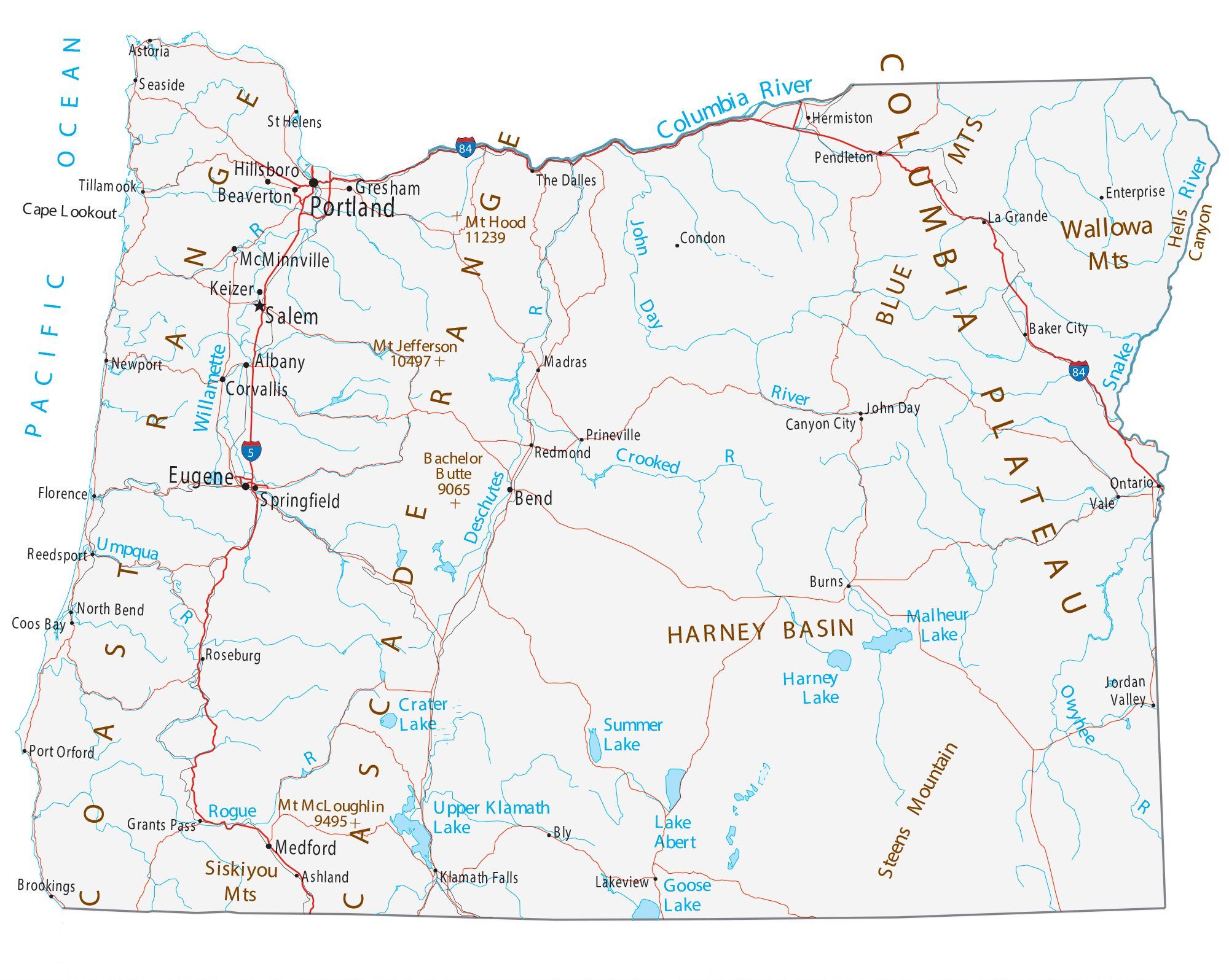 Map Of Oregon Cities And Roads GIS Geography   Oregon Map 