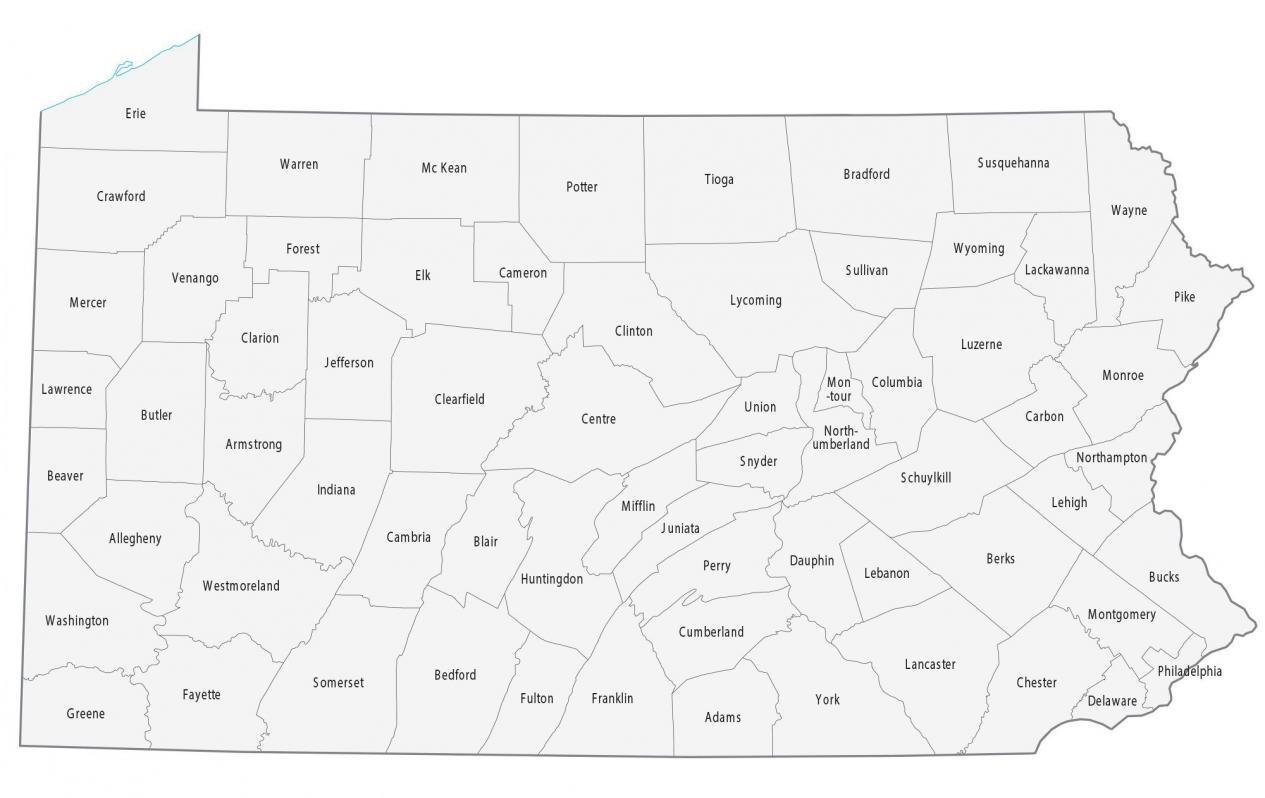 Printable County Map Of Pennsylvania