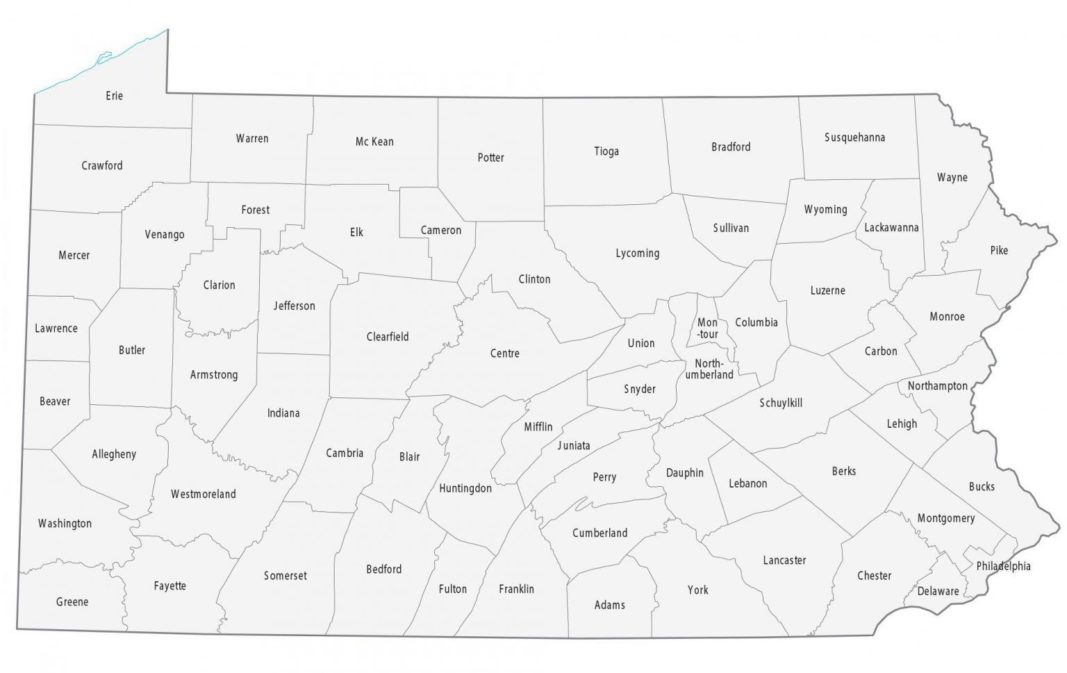 Printable County Map Of Pennsylvania