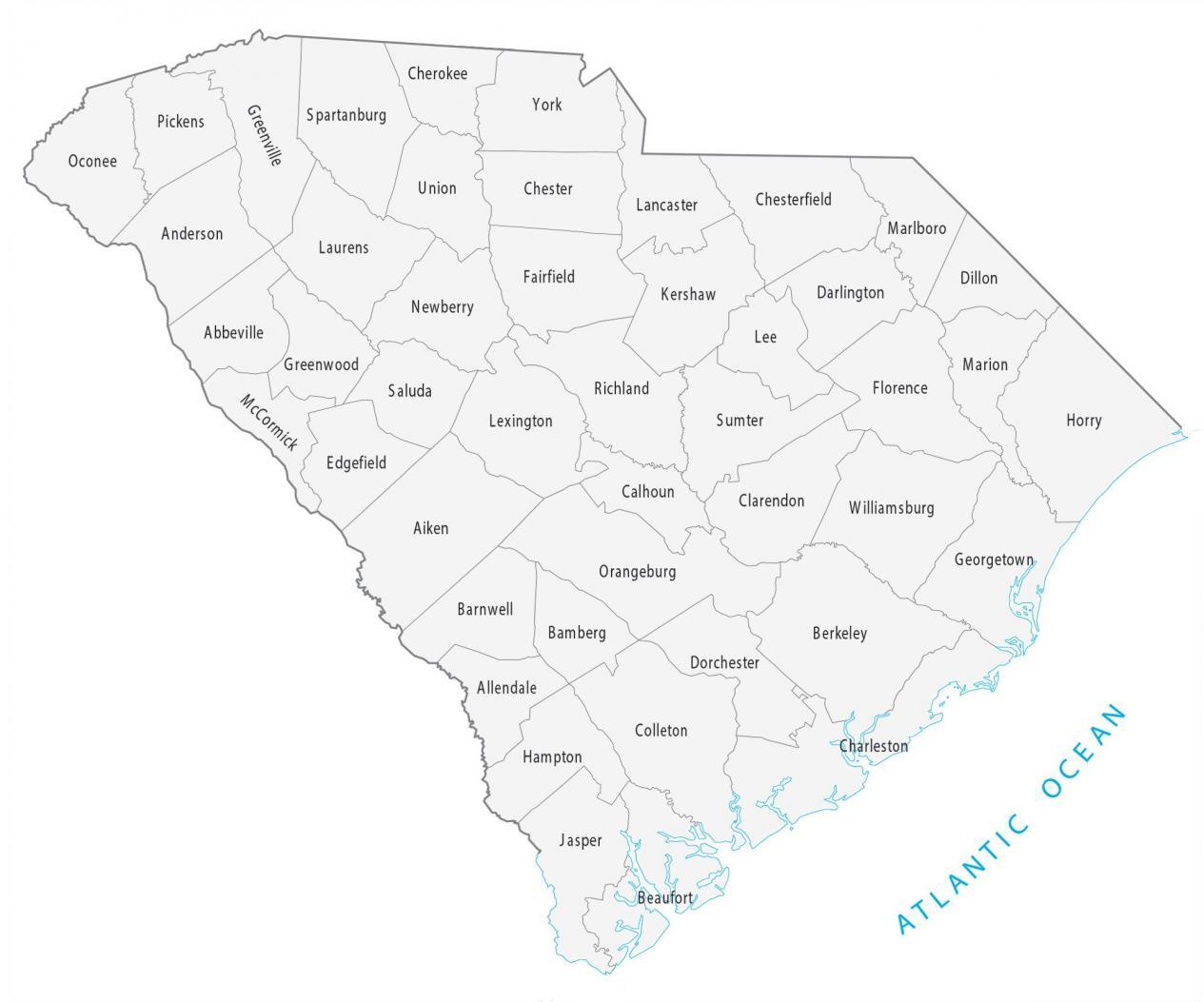 Map Of Sc Counties South Carolina County Map - Gis Geography