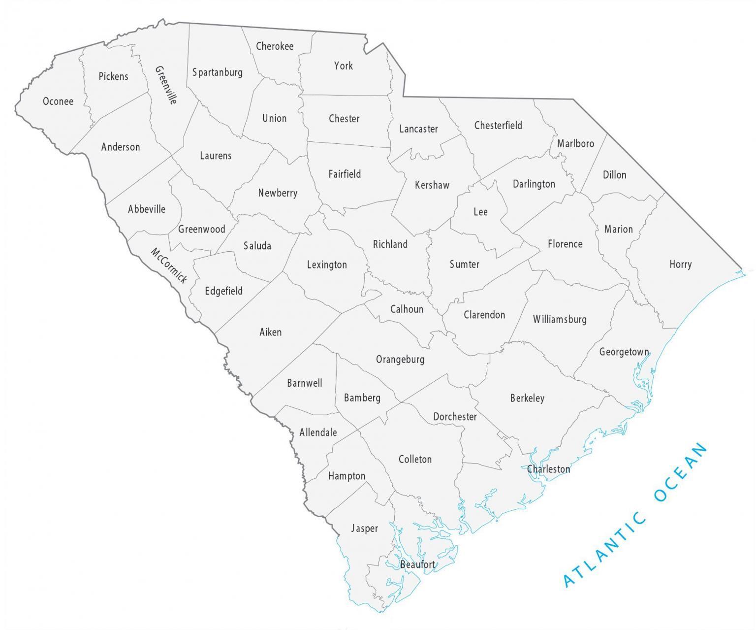 South Carolina Map Cities and Roads GIS Geography