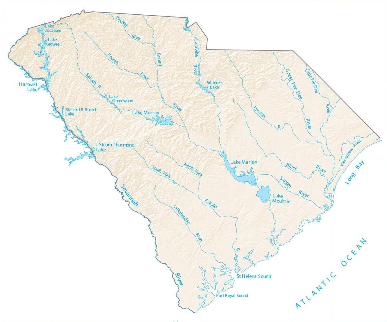 lake greenwood sc map South Carolina Lakes And Rivers Map Gis Geography lake greenwood sc map