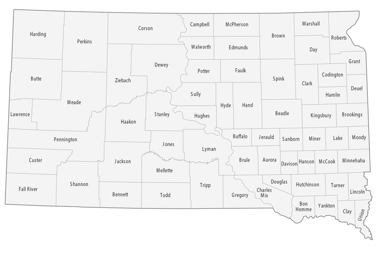 Map Of South Dakota Counties South Dakota County Map - Gis Geography