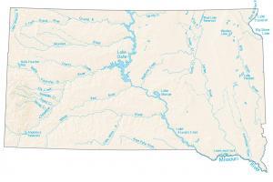 South Dakota Lakes and Rivers Map