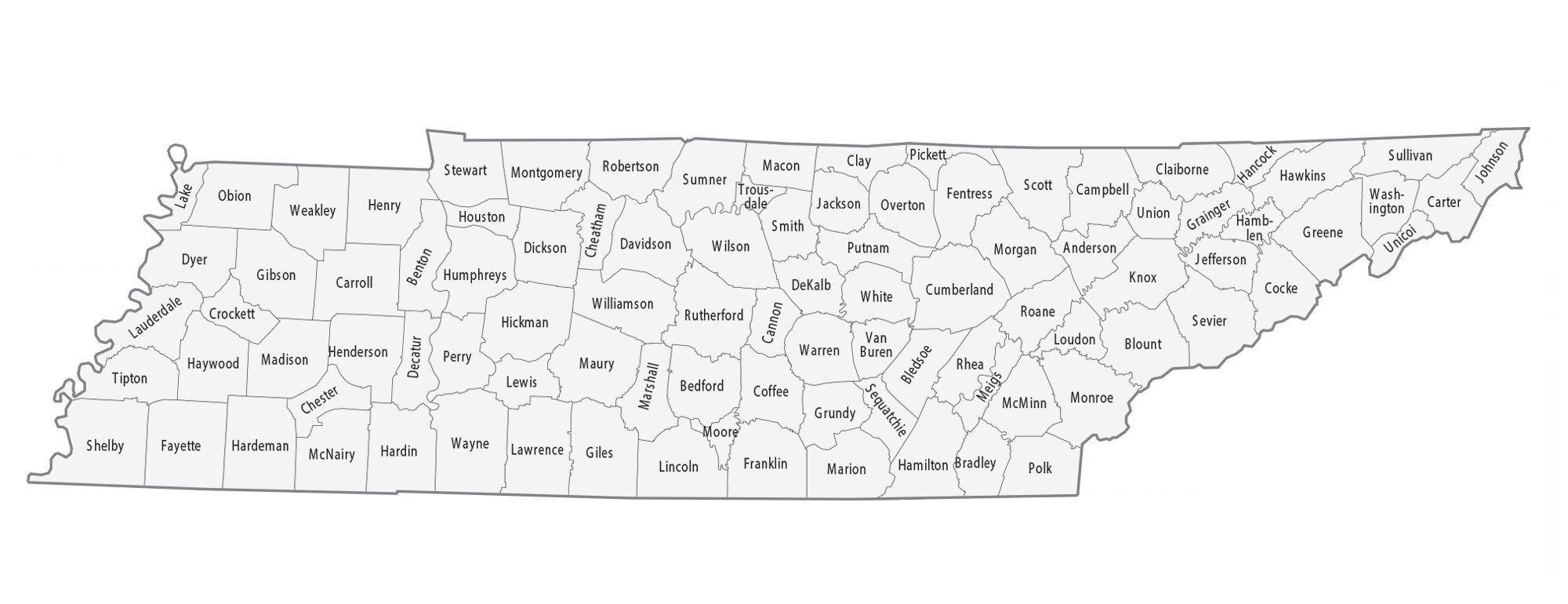 Printable County Map Of Tennessee