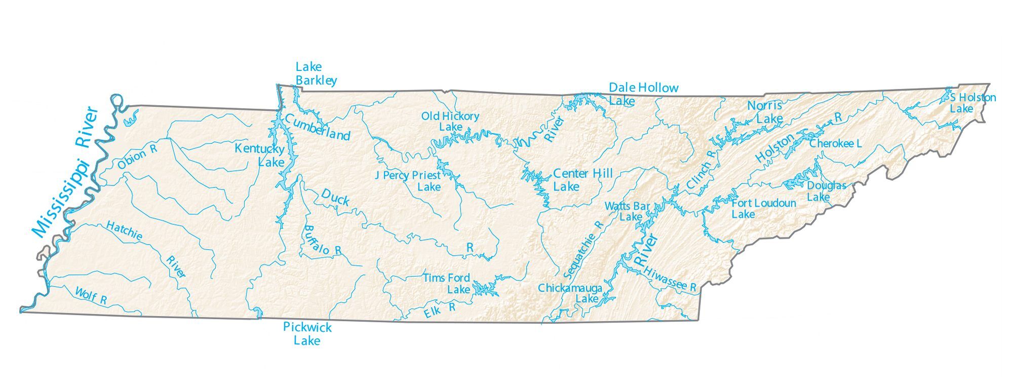 Tennessee Lakes And Rivers Map GIS Geography   Tennessee Lakes Rivers Map 