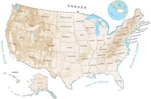US Elevation Map and Hillshade