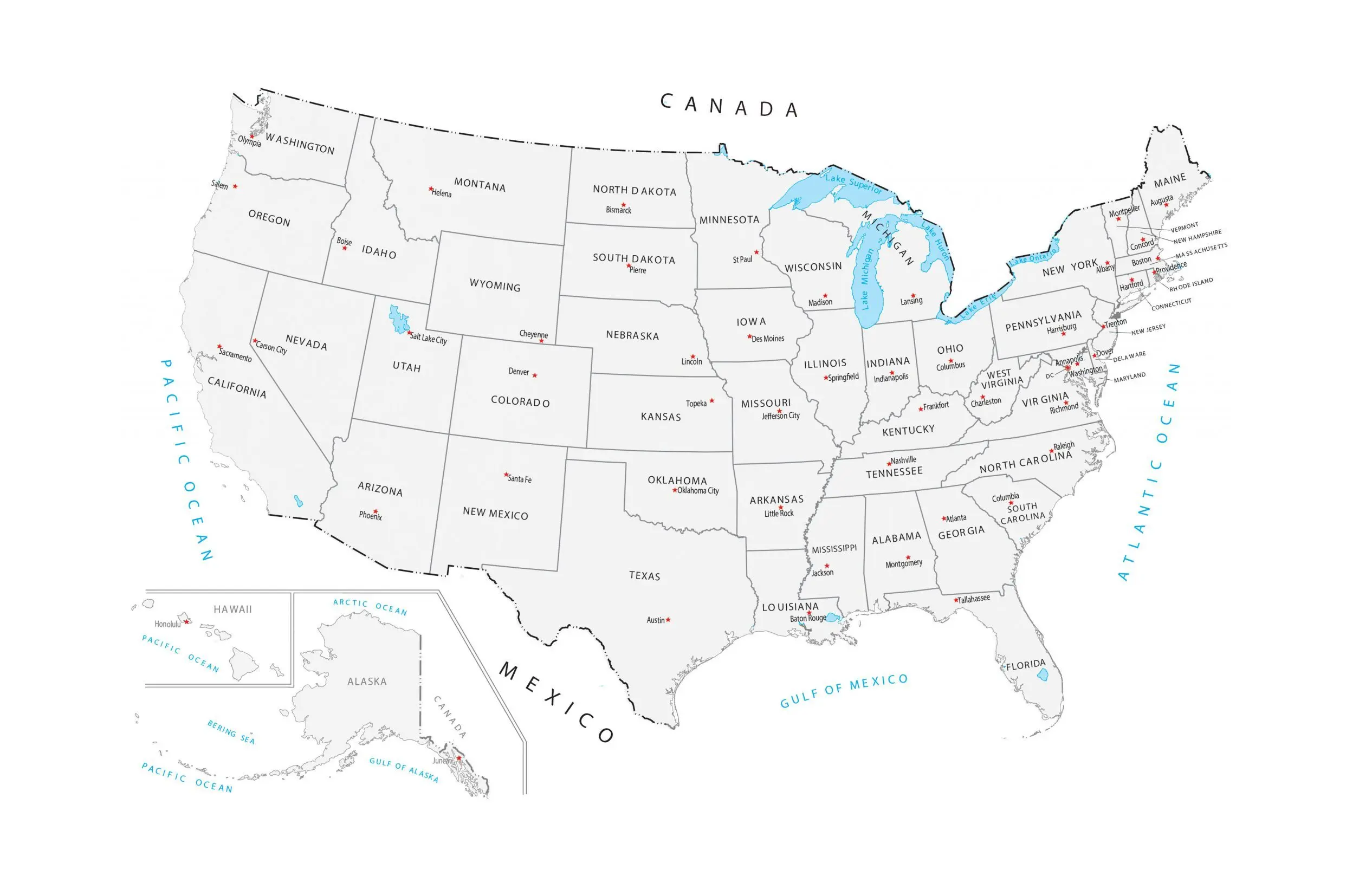 US Map Capitals Feature