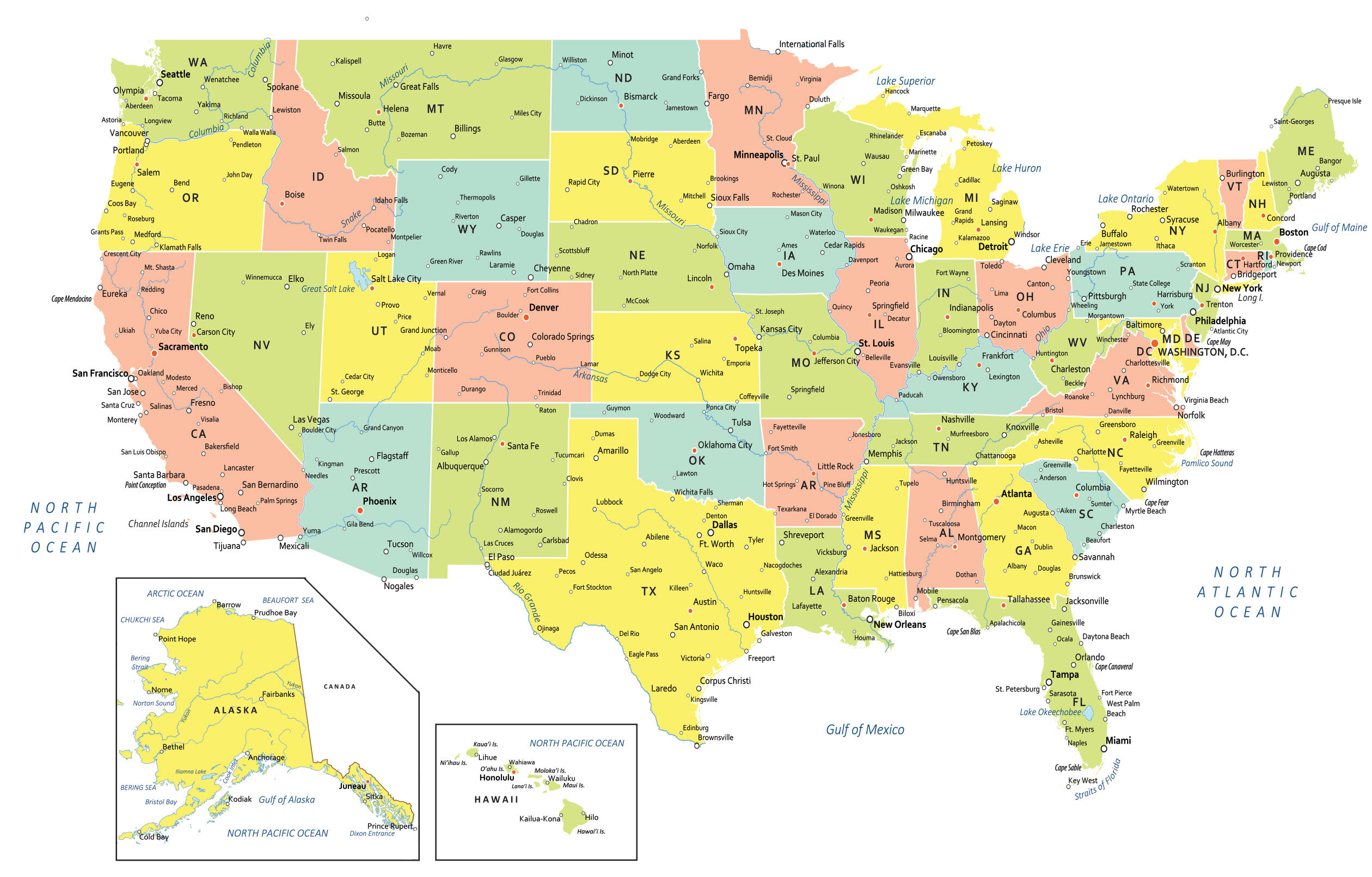 Usa Map With States And Cities Gis Geography